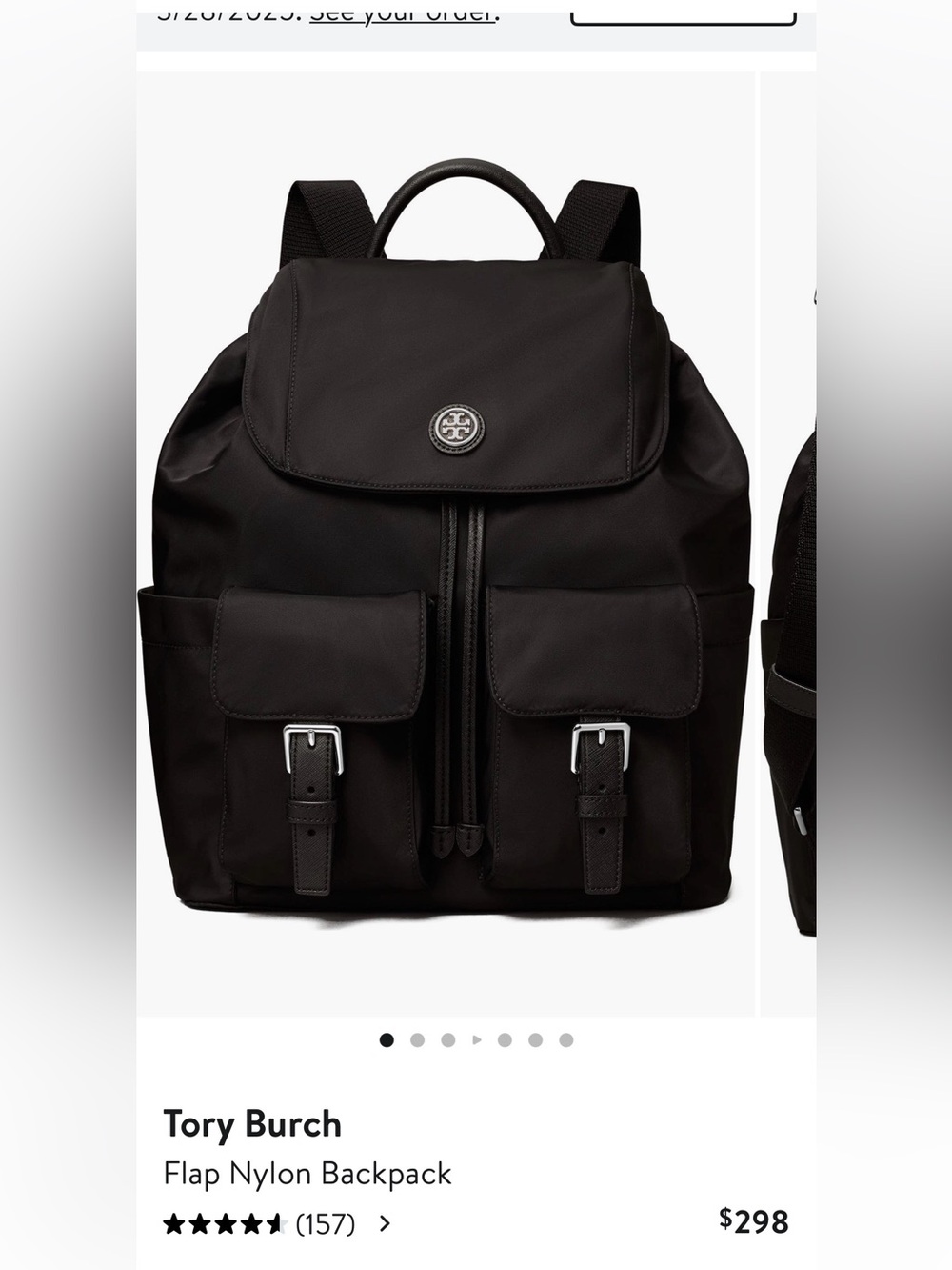 Tory Burch Virginia Nylon Flap Backpack Black